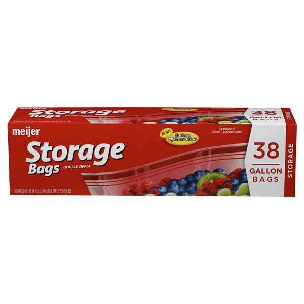 slide 1 of 1, Meijer Re-Closable Double Zipper Gallon Storage Bags, 38 ct