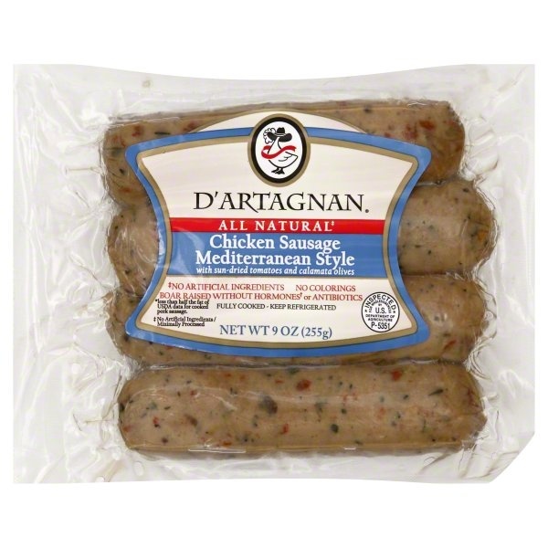 slide 1 of 1, D'Artagnan Dartagnan Sausage Chicken Mediterranean, 8.5 oz