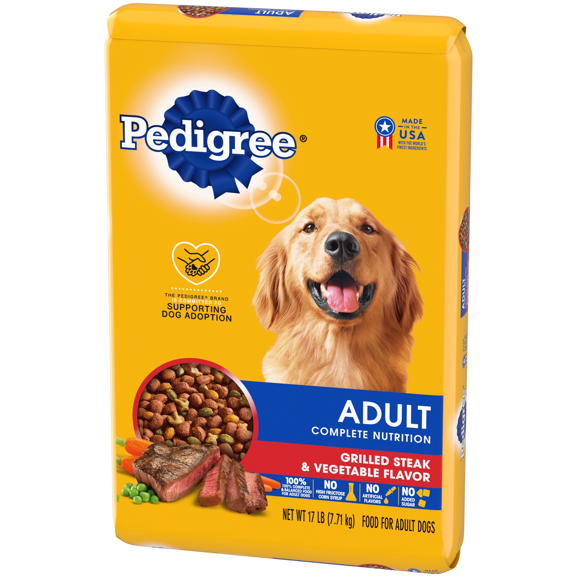 slide 3 of 7, Pedigree Adult Complete Nutrition Grilled Steak & Vegetable Flavor, 17 lb