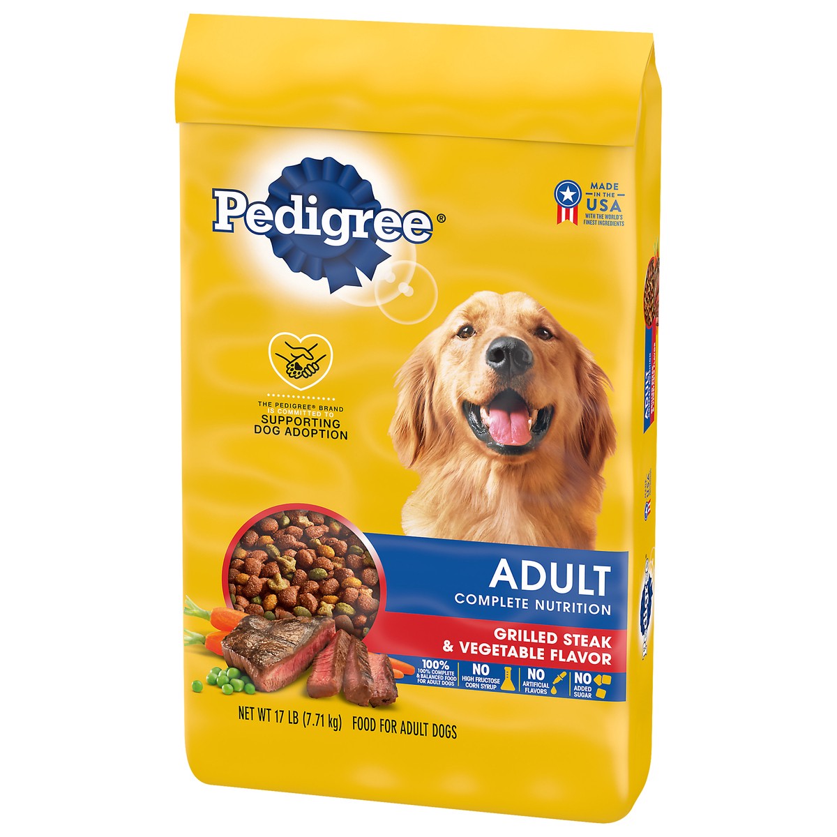 slide 4 of 7, Pedigree Adult Complete Nutrition Grilled Steak & Vegetable Flavor, 17 lb