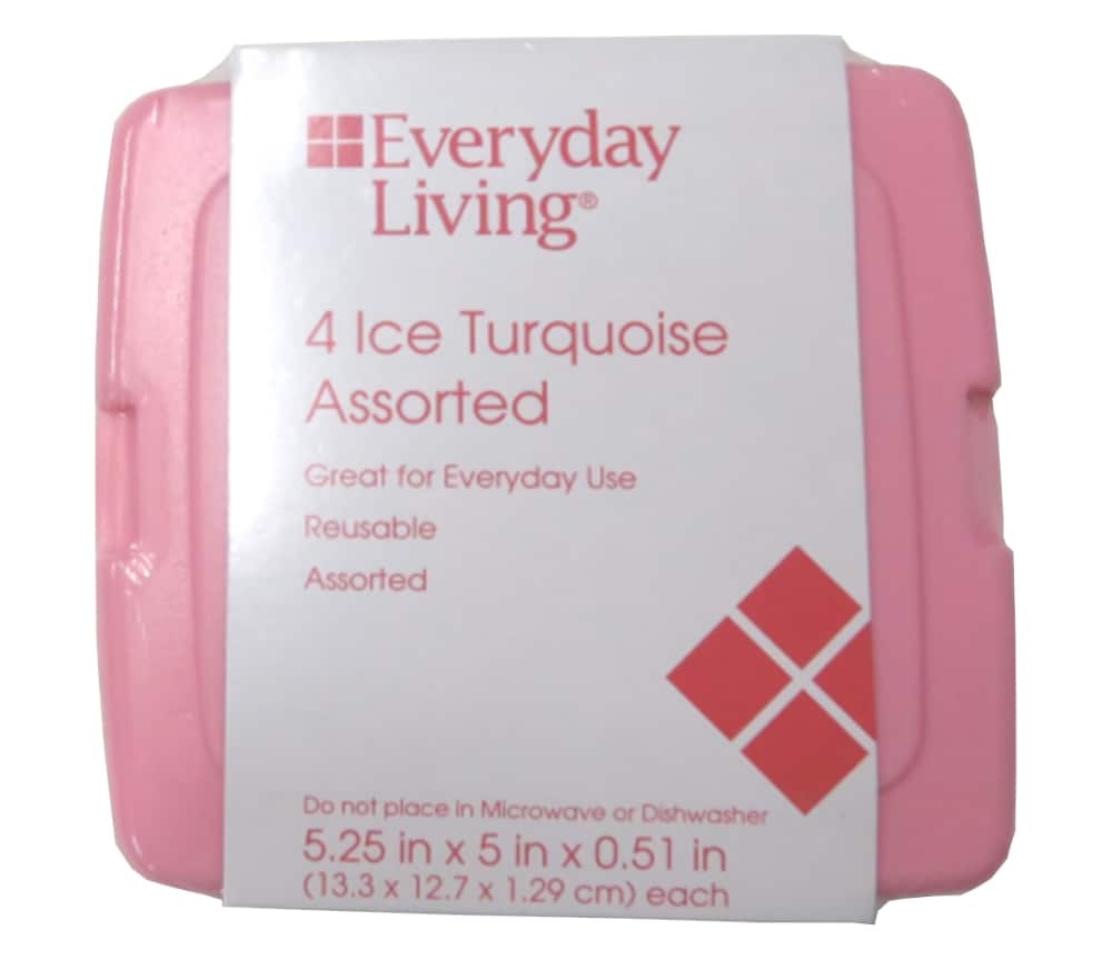 slide 1 of 1, Everyday Living Ice Pack - Turquoise Assorted, 4 ct