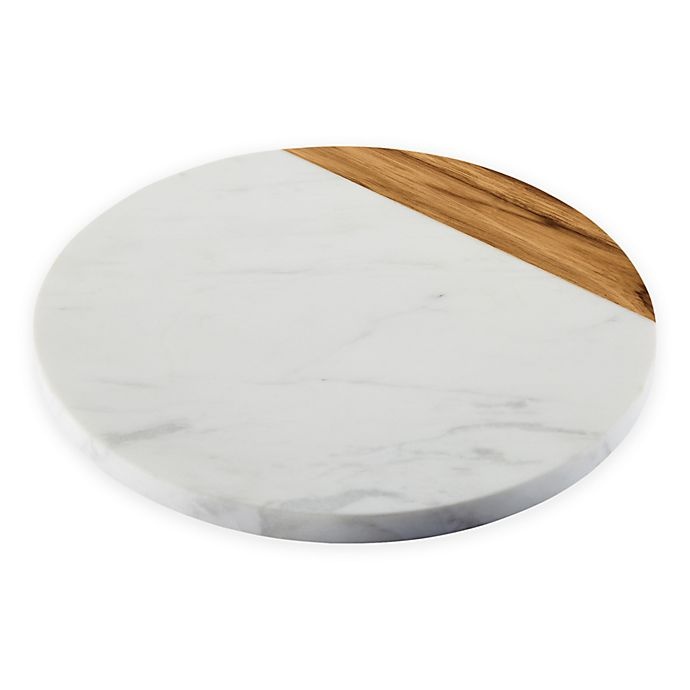 slide 1 of 2, Anolon Pantryware Round Serving Board - White Marble/Teak, 10 in