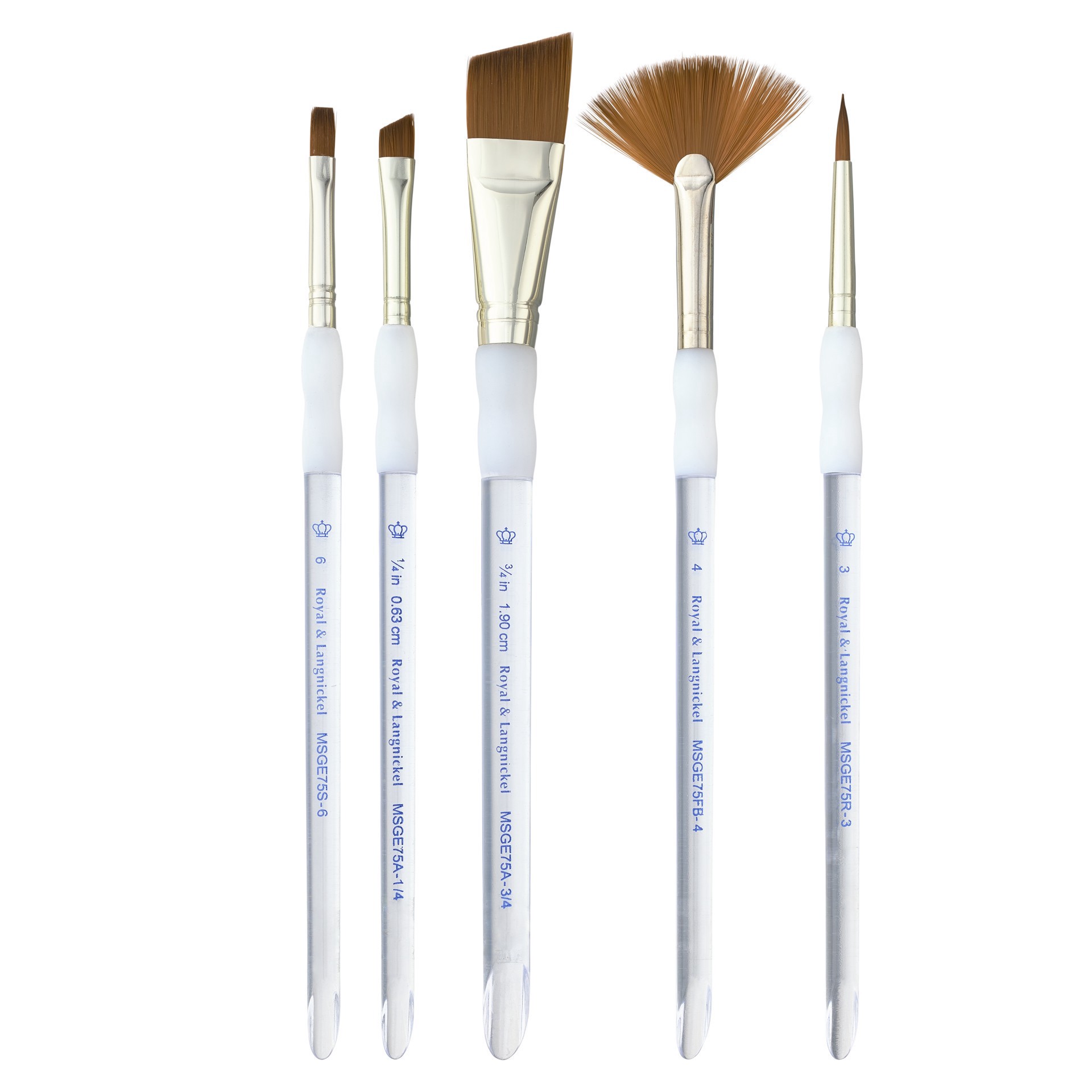 slide 3 of 3, Royal & Langnickel Soft-Grip Synthetic Angular Variety 5 Piece Brush Set, 5 ct