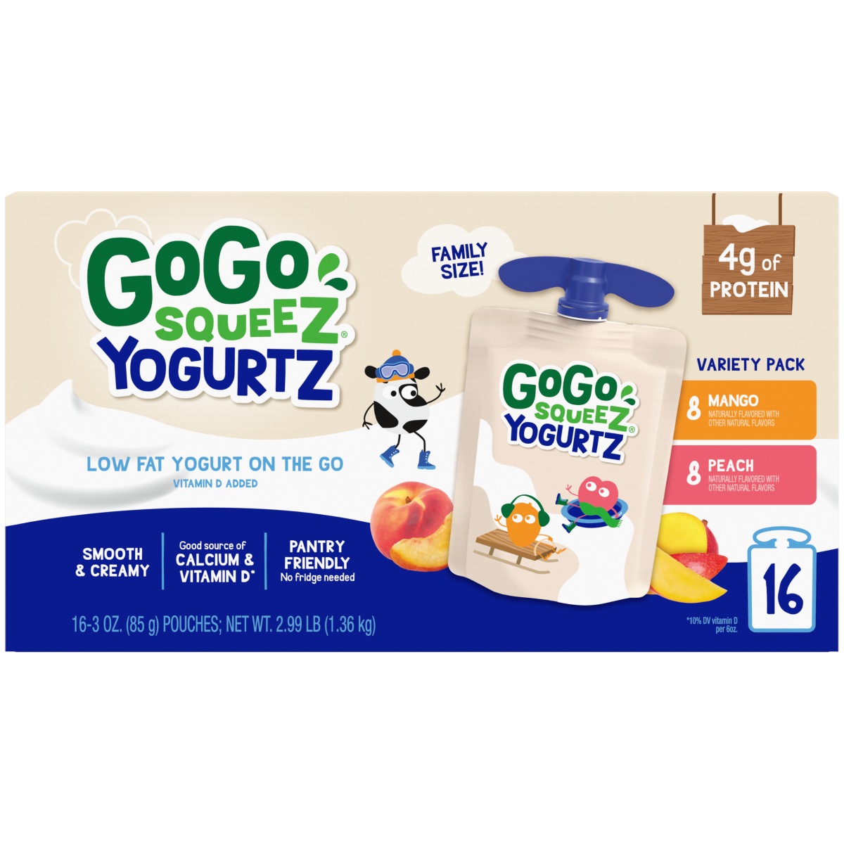 slide 1 of 5, Gogo Squeez Yogurtz Mango Peach Vp - 16 ct, 16 ct