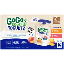 Gogo Squeez Yogurtz Mango Peach Vp - 16 ct