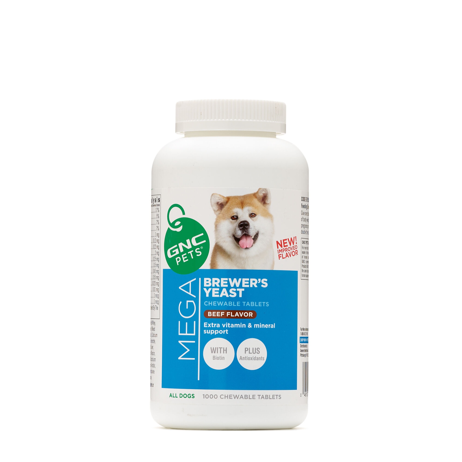 slide 1 of 1, GNC Pets Mega Brewer's Yeast - All Dogs - Beef Flavor, 1000 ct