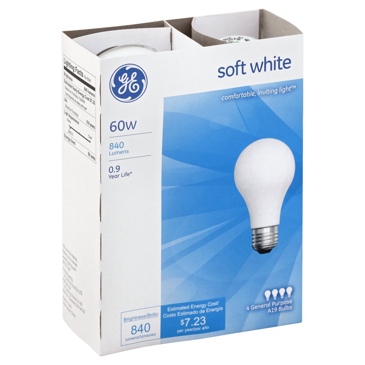 slide 1 of 4, Ge Light Bulbs, Soft White, 60 Watts, 4 ct