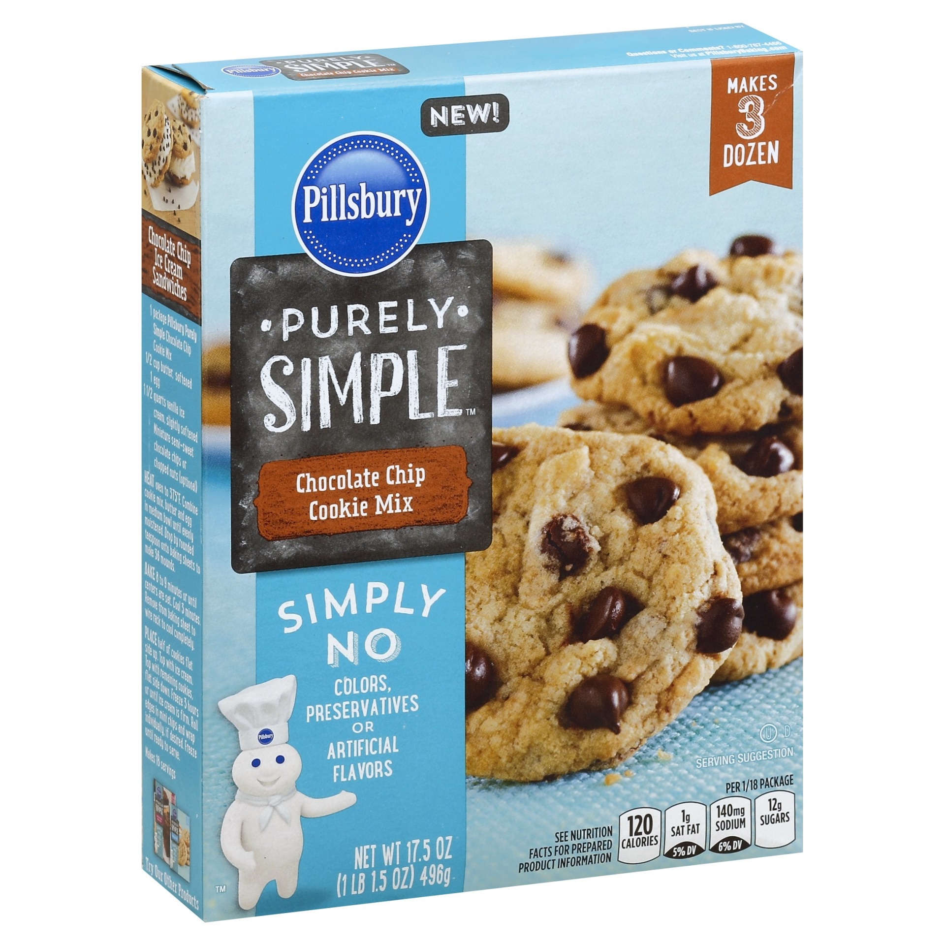 slide 1 of 1, Pillsbury Purely Simply Chocolate Chip Cookies, 17.5 oz