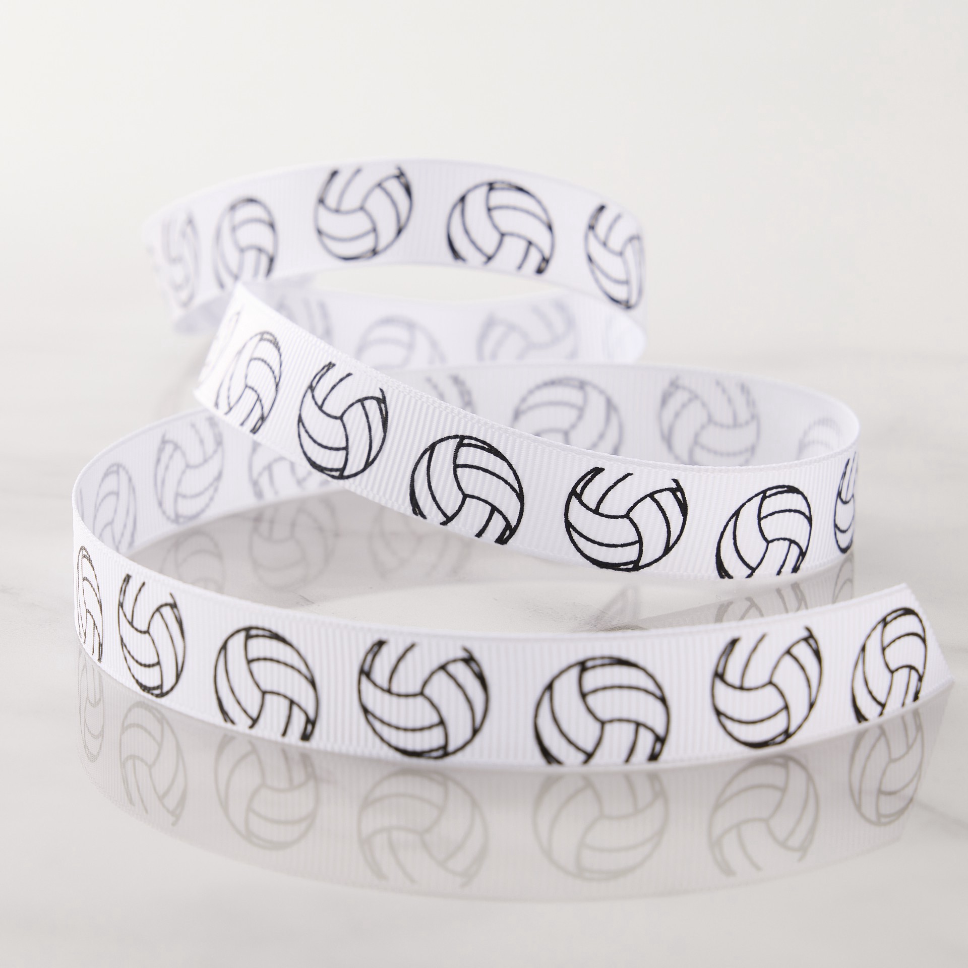 slide 2 of 2, 5/8" X 7yd. White Volleyball Grosgrain Ribbon By Celebrate It Classic, 5/8 in x 7 yd