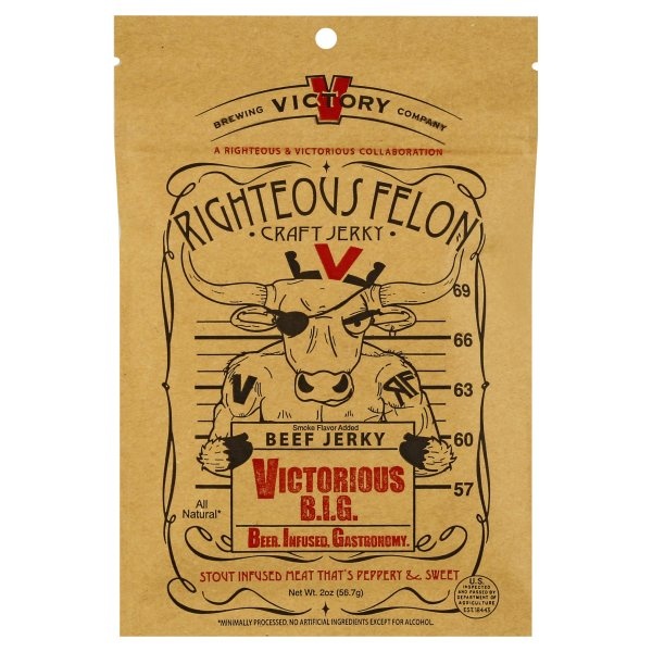 slide 1 of 1, Righteous Felon Victorious B.I.G Craft Beef Jerky, 2 oz