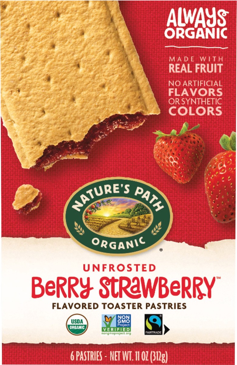 slide 3 of 3, Nature's Path Organic Strawberry Unfrosted Toaster Pastries 11oz Box, 11 oz