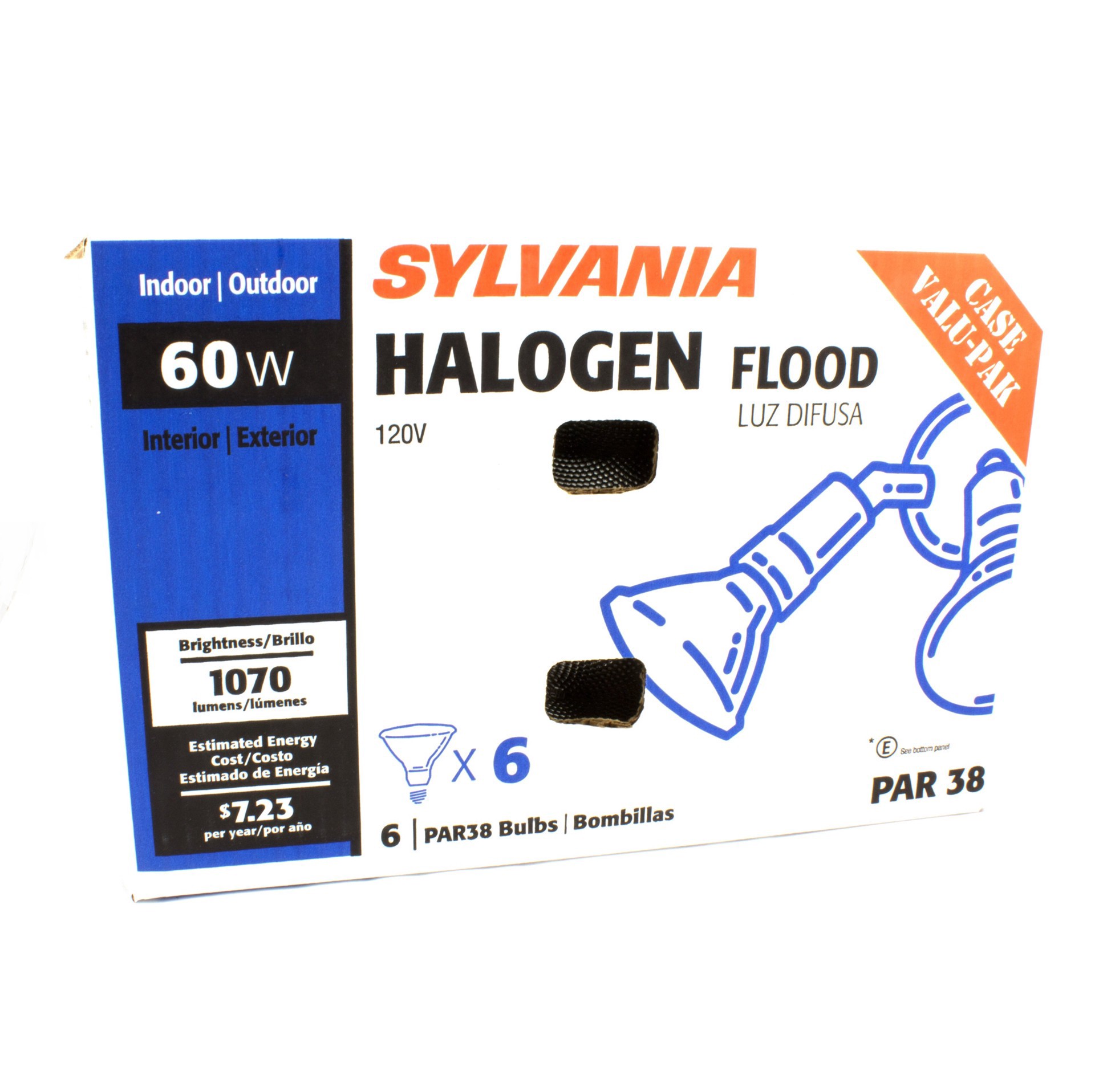 slide 1 of 1, Sylvania PAR 38 60-Watt Halogen Flood Indoor Light Bulbs, 6 ct