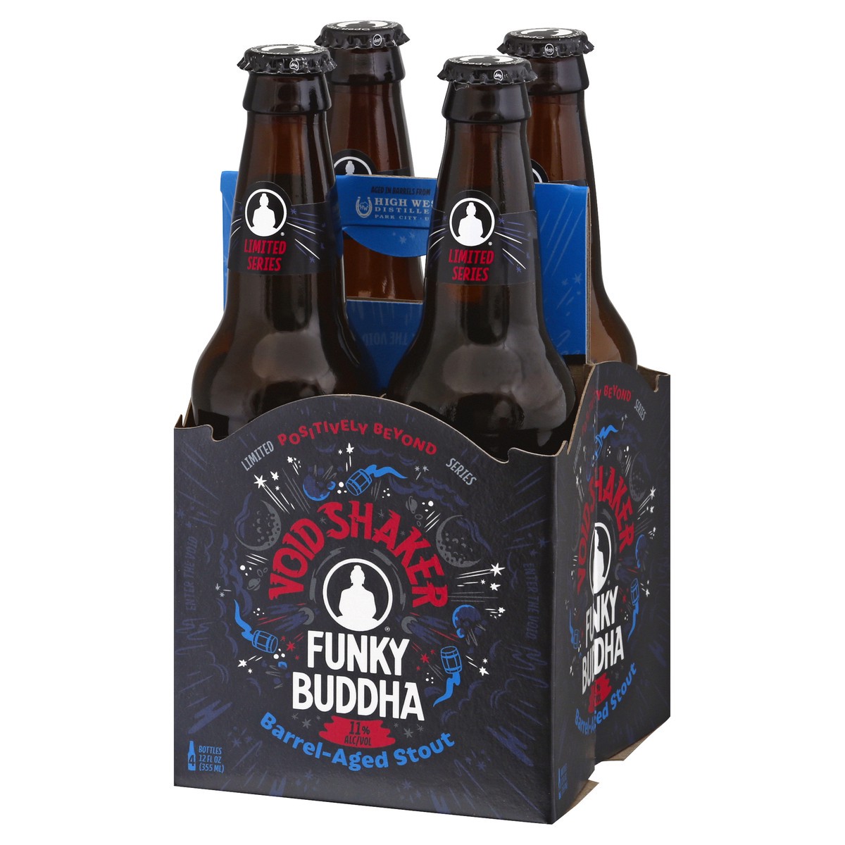 slide 8 of 8, Funky Buddha Void Shaker Barrel-Aged Imperial Vanilla Stout Craft Beer, 4 pk 12 fl oz Bottles, 11.0% ABV, 4 ct; 12 fl oz