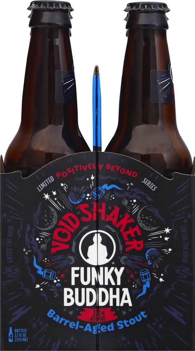 slide 2 of 8, Funky Buddha Void Shaker Barrel-Aged Imperial Vanilla Stout Craft Beer, 4 pk 12 fl oz Bottles, 11.0% ABV, 4 ct; 12 fl oz