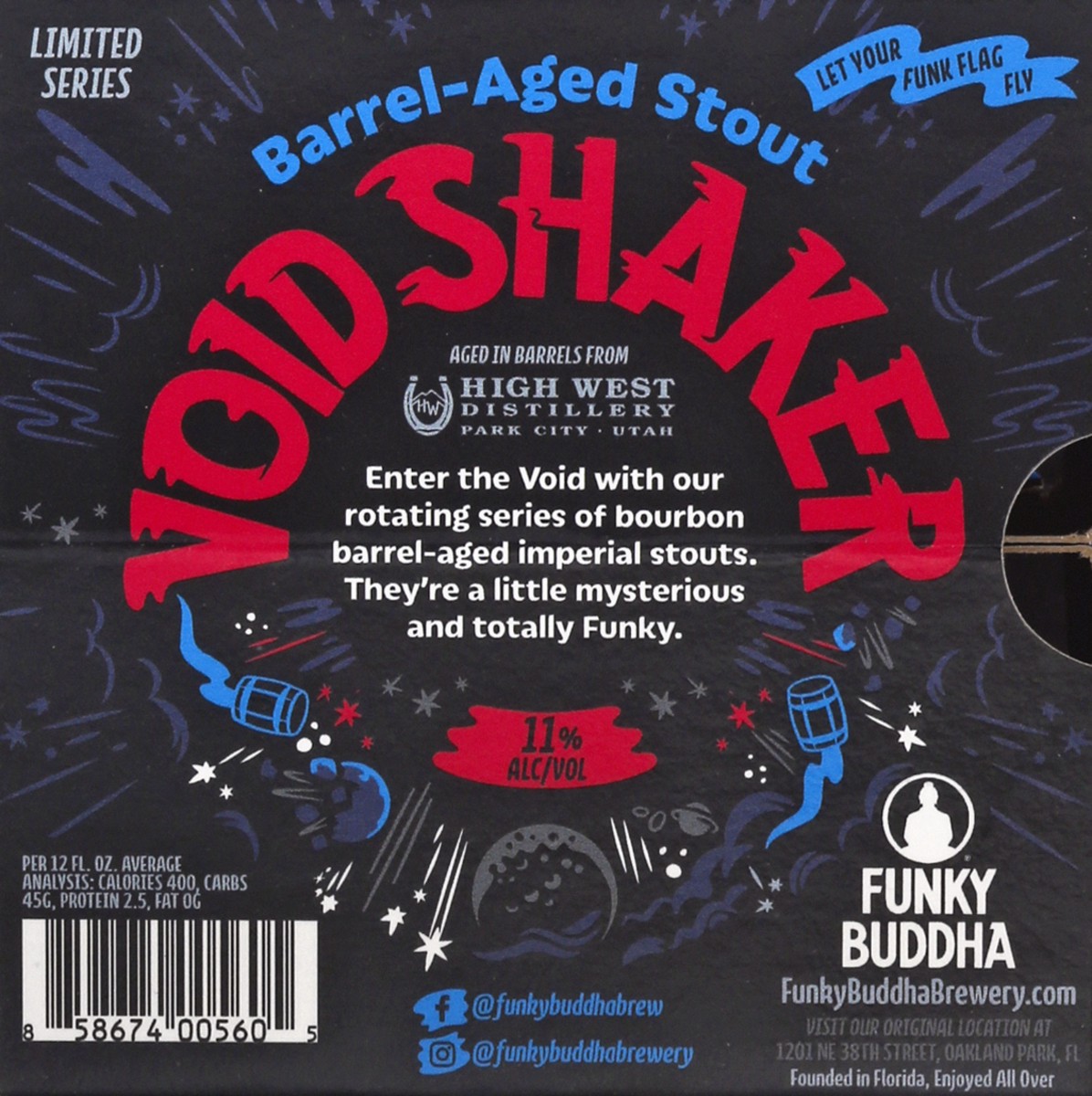 slide 7 of 8, Funky Buddha Void Shaker Barrel-Aged Imperial Vanilla Stout Craft Beer, 4 pk 12 fl oz Bottles, 11.0% ABV, 4 ct; 12 fl oz