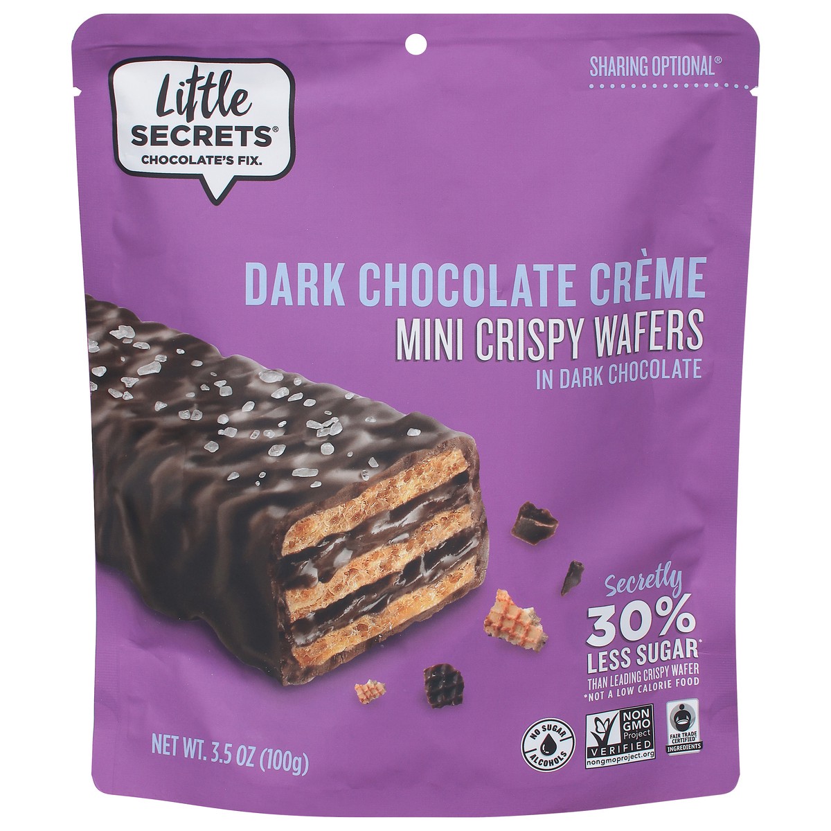 slide 1 of 9, Little Secrets Dark Chocolate Creme Mini Crispy Wafers in Dark Chocolate 3.5 oz, 1 ct