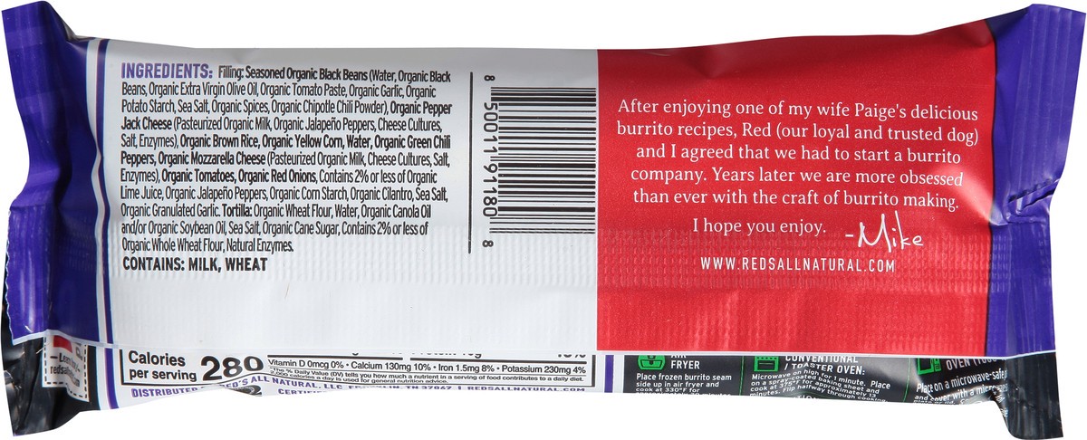 slide 5 of 13, Red's Organic Black Bean & Cheese Burrito 5 oz, 5 oz