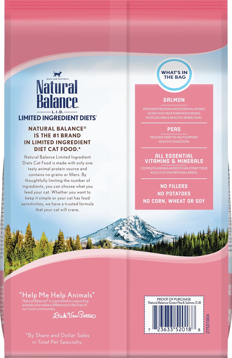 slide 7 of 8, Natural Balance L.I.D. Limited Ingredient Diets Grain Free Green Pea & Salmon Formula Cat Food 2 lb, 2 lb