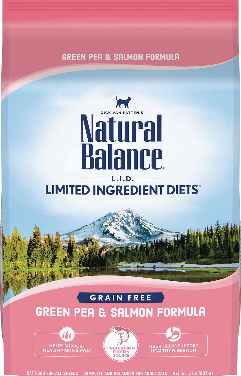 slide 4 of 8, Natural Balance L.I.D. Limited Ingredient Diets Grain Free Green Pea & Salmon Formula Cat Food 2 lb, 2 lb