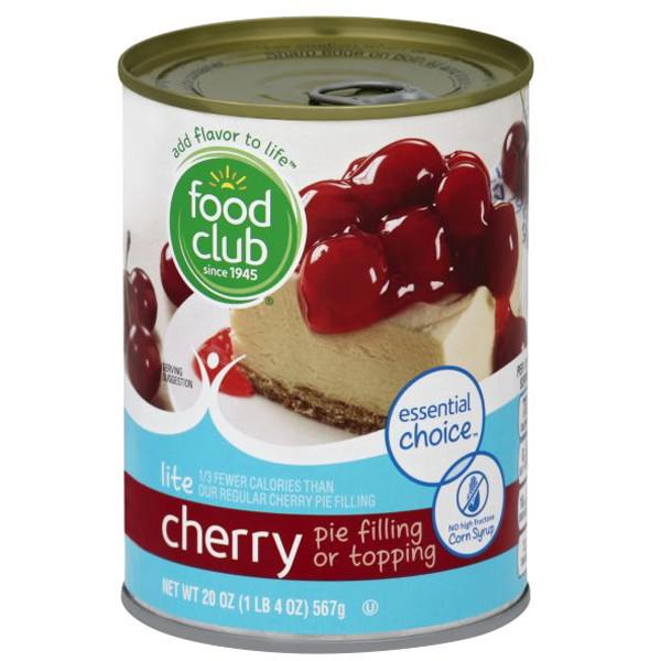slide 1 of 1, Food Club Lite Cherry Pie Filling Or Topping, 20 oz