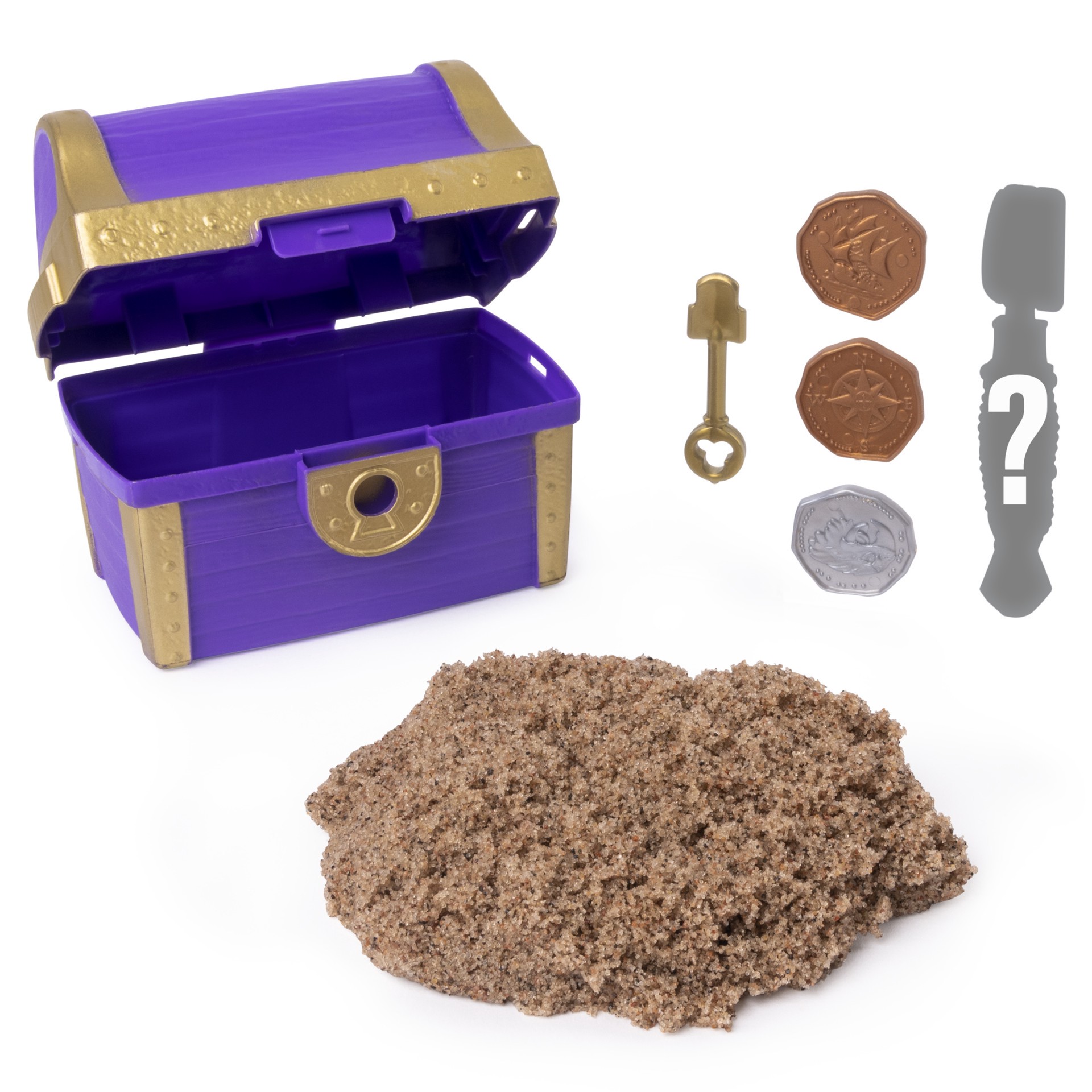 slide 5 of 5, Kinetic Sand, Buried Treasure Playset with of Kinetic Sand and Surprise Hidden Tool (Style May Vary), 6 oz