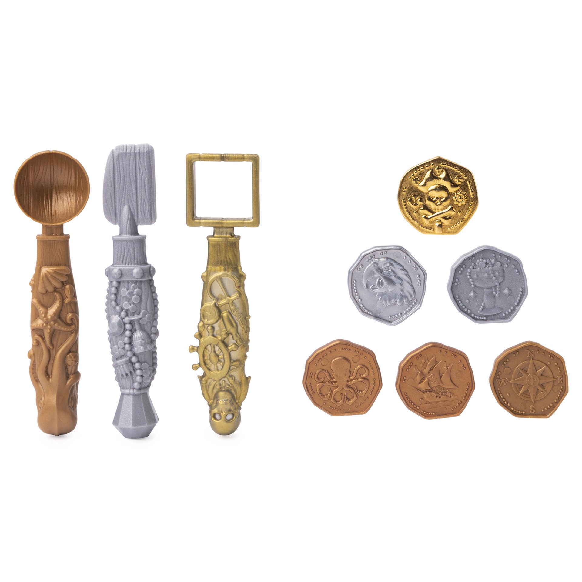 slide 4 of 5, Kinetic Sand, Buried Treasure Playset with of Kinetic Sand and Surprise Hidden Tool (Style May Vary), 6 oz