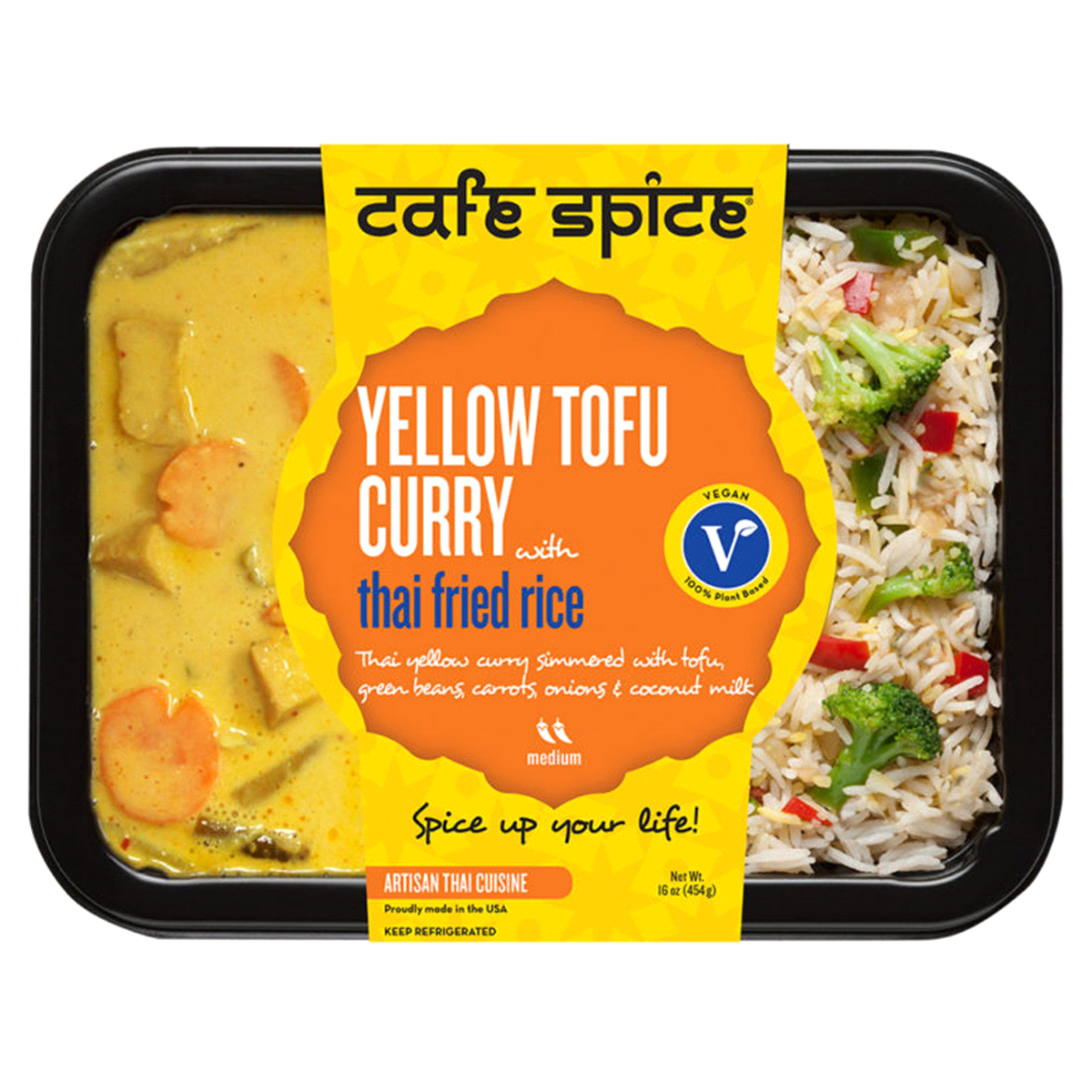 slide 1 of 1, Café Spice Yellow Tofu Curry With Thai Fried Rice, 16 oz