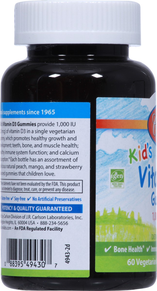 slide 7 of 9, Carlson Kids Vitamin D3 Gummies, 60 ct