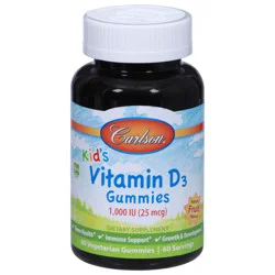 Carlson 25 mcg Kid's Vitamin D3 60 Gummies