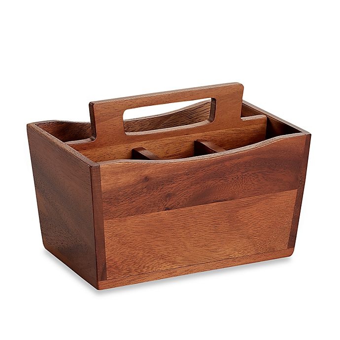 slide 1 of 1, B. Smith Wooden Utensil Caddy, 9.5 in