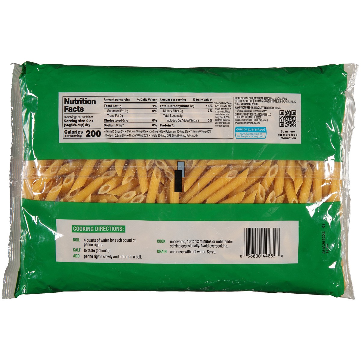 slide 10 of 10, Food Club Enriched Macaroni Product, Penne Rigate, 32 oz