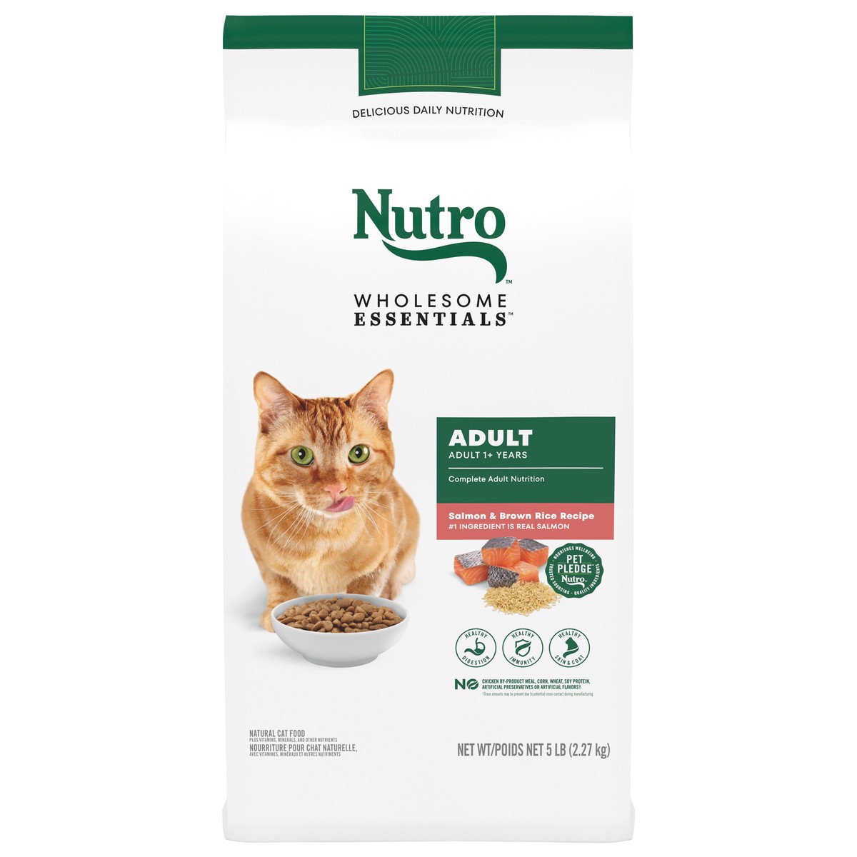 slide 1 of 5, Nutro Wholesome Essentials Adult 1+ Years Natural Salmon & Brown Rice Recipe Cat Food 5 lb, 5 lb