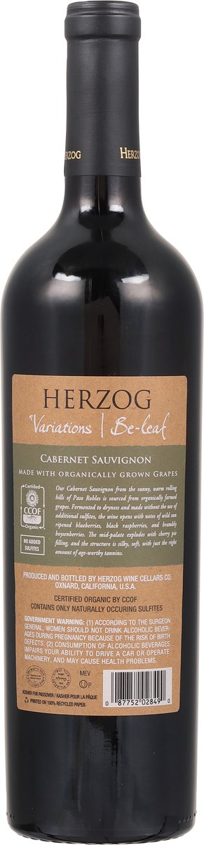 slide 5 of 11, Herzog Variations Be-Leaf Cabernet Sauvignon 750 ml, 750 ml