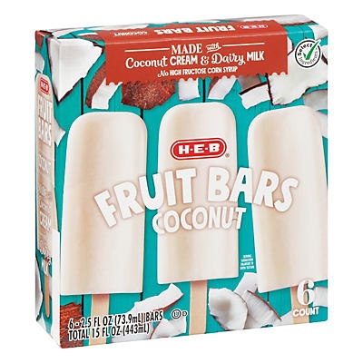 slide 1 of 1, H-E-B Select Ingredients Coconut Fruit Bars, 6 ct