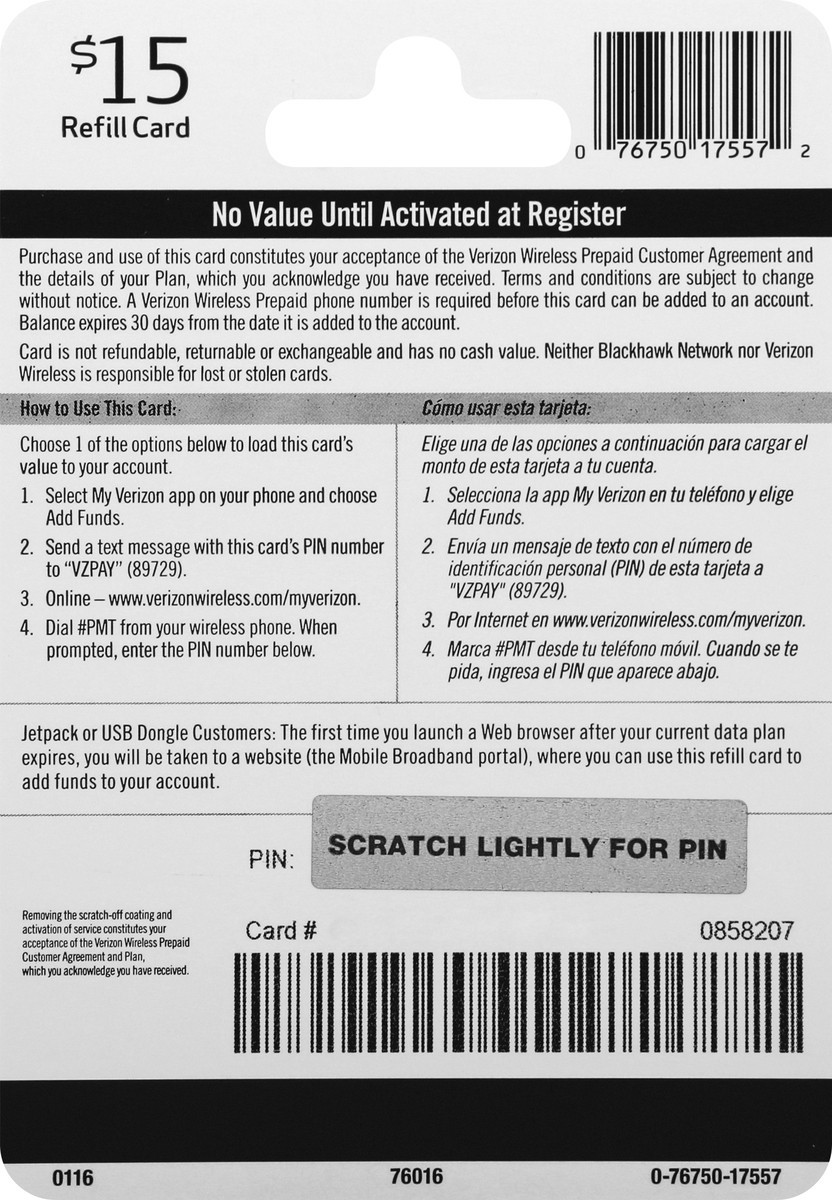 slide 2 of 9, Verizon Refill Card 1 ea, 1 ea