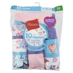 Hanes Girls' Hipster Underwear, Assorted Colors, Size 12