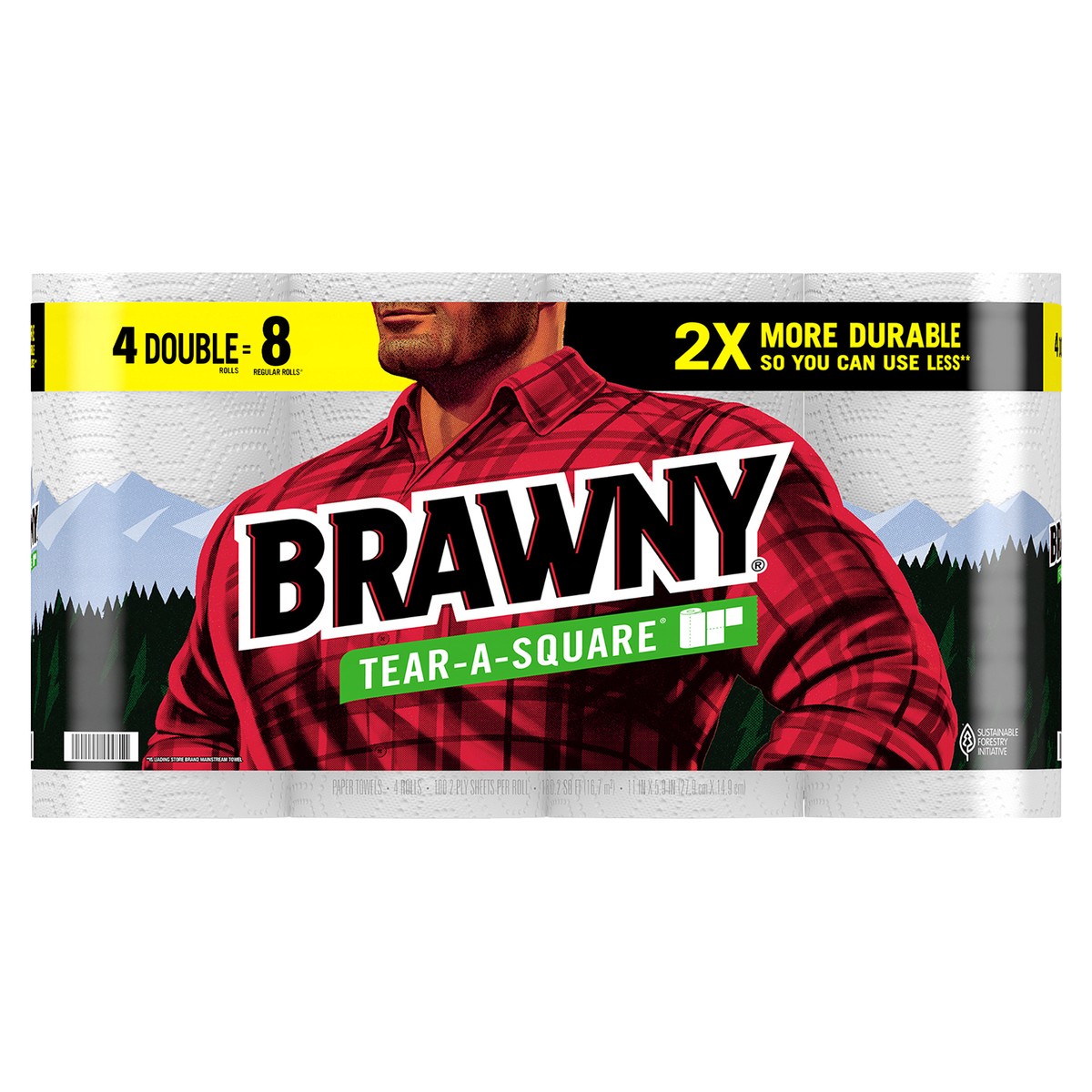 slide 4 of 9, Brawny Tear-A-Square Paper Towels, 4 Double Rolls, 4 ct