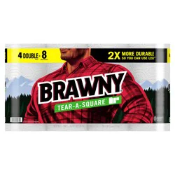 Brawny Tear-A-Square Paper Towels, 4 Double Rolls