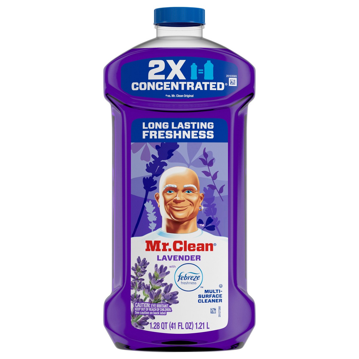 slide 6 of 6, Mr. Clean 2X Concentrated Multi Surface Cleaner with Febreze Lavender Scent, All Purpose Cleaner, 41 fl oz, 1.28 qt