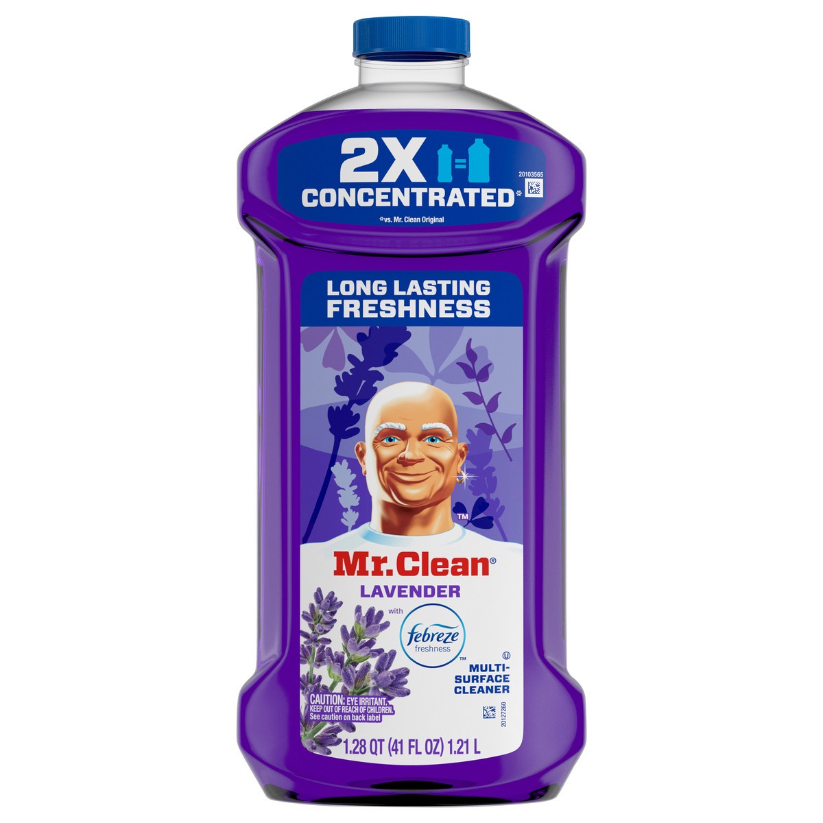 slide 1 of 6, Mr. Clean 2X Concentrated Multi Surface Cleaner with Febreze Lavender Scent, All Purpose Cleaner, 41 fl oz, 1.28 qt