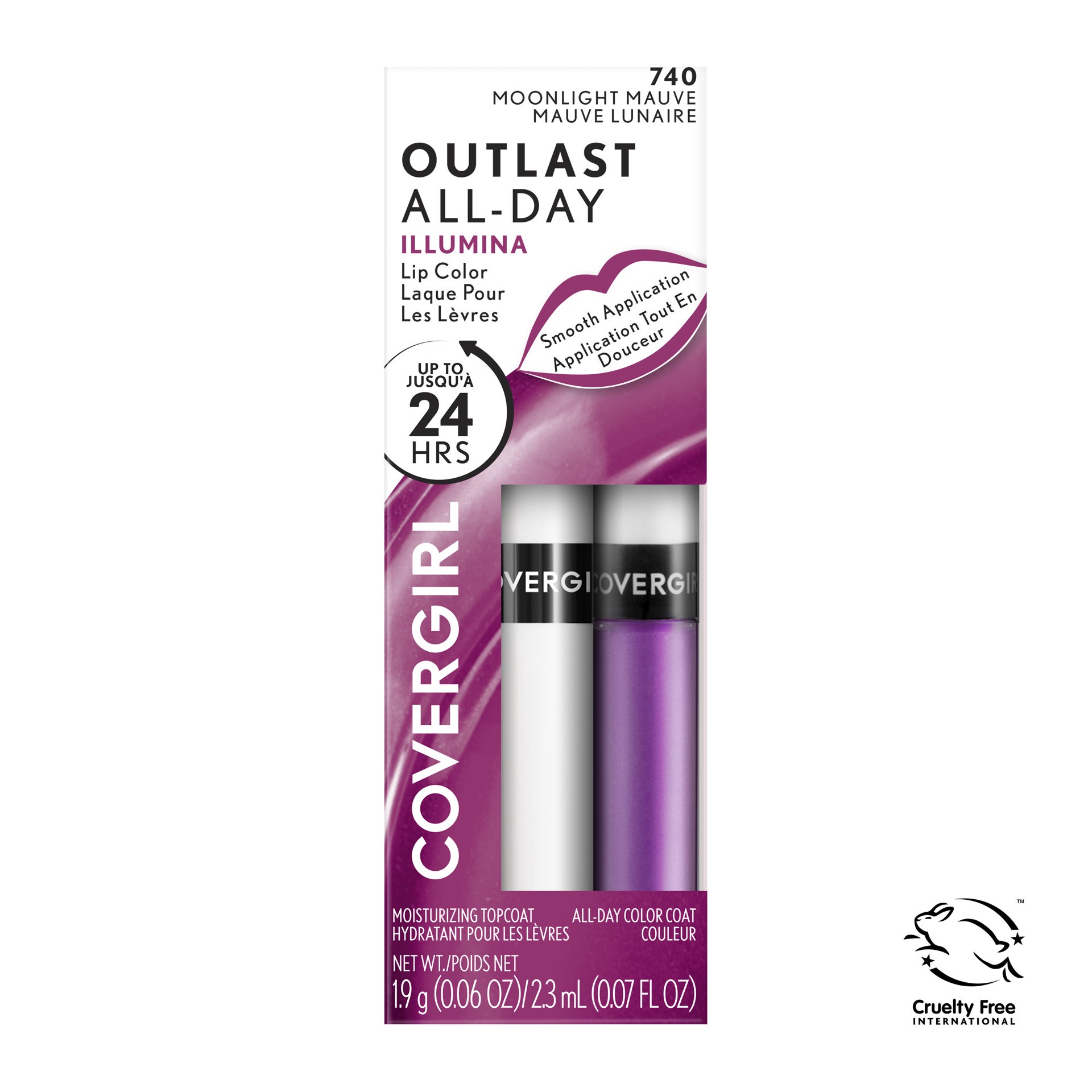 slide 1 of 5, Covergirl COVERGIRL Outlast All-Day Lip Color With Topcoat, Moonlight Mauve 740, 1.9g 0.06 oz/ 2.3ml 0.07 fl oz, 0.06 oz