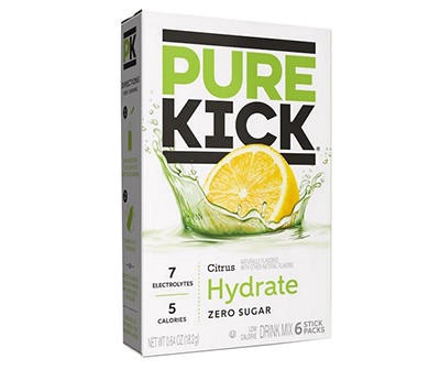 slide 1 of 1, Pure Kick Citrus Hydrate Zero Sugar Drink Mix, 6-Count, 1 ct