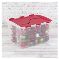 slide 7 of 9, SteriliteHinged Lid Ornament Storage Box, 48 qt