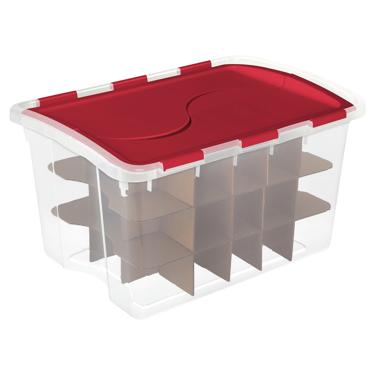 slide 1 of 9, SteriliteHinged Lid Ornament Storage Box, 48 qt