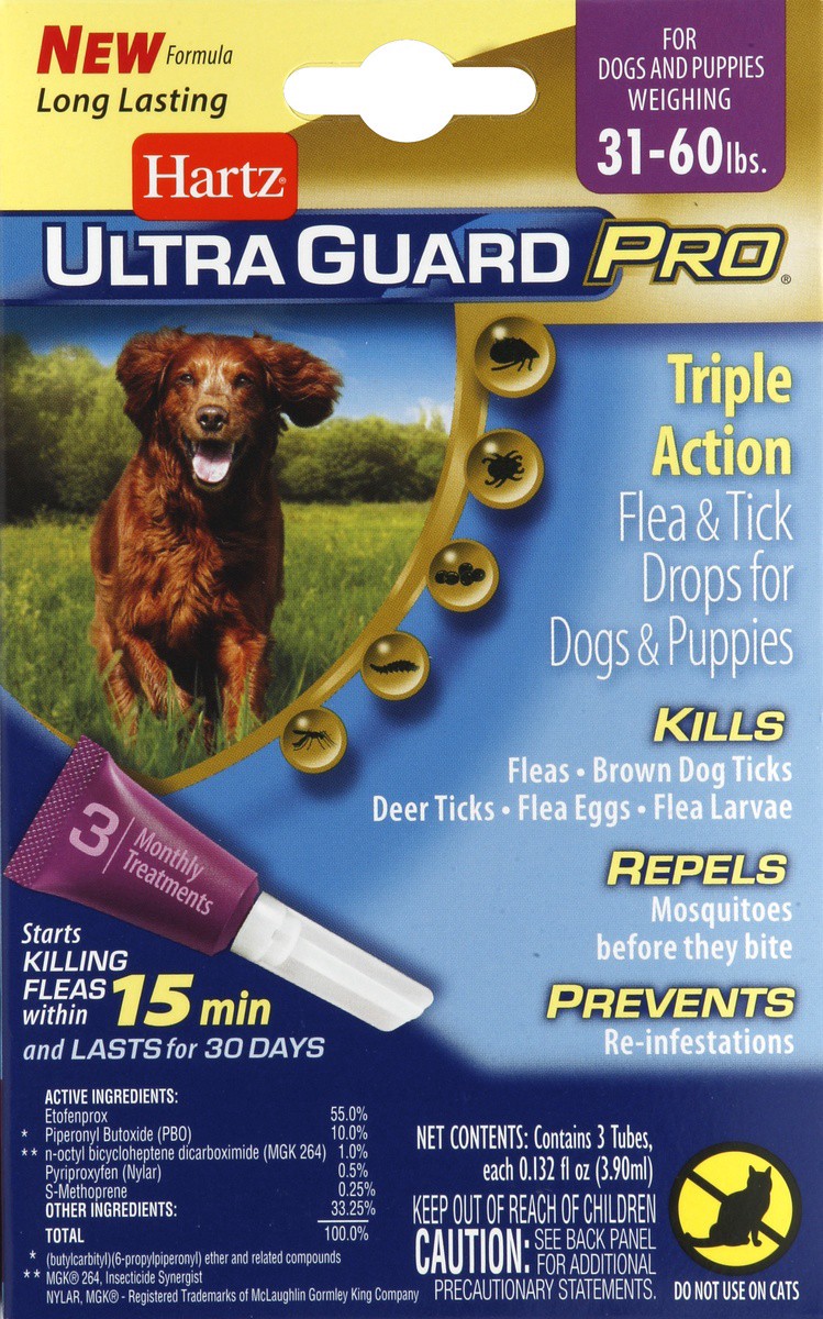 slide 4 of 4, Hartz UltraGuard Pro Flea & Tick Topicals For Dogs & Puppies 31-60lbs, 3 Months Supply, 3 ct
