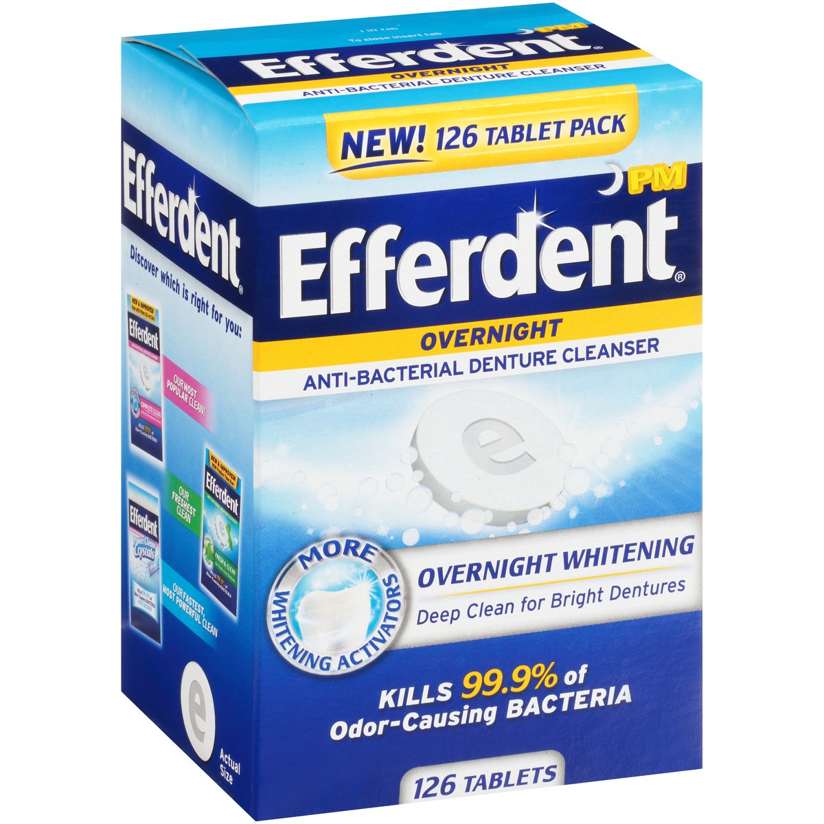 slide 8 of 9, Efferdent Retainer & Denture Cleaner Tablets, Overnight Whitening, 126 Count, 126 pk