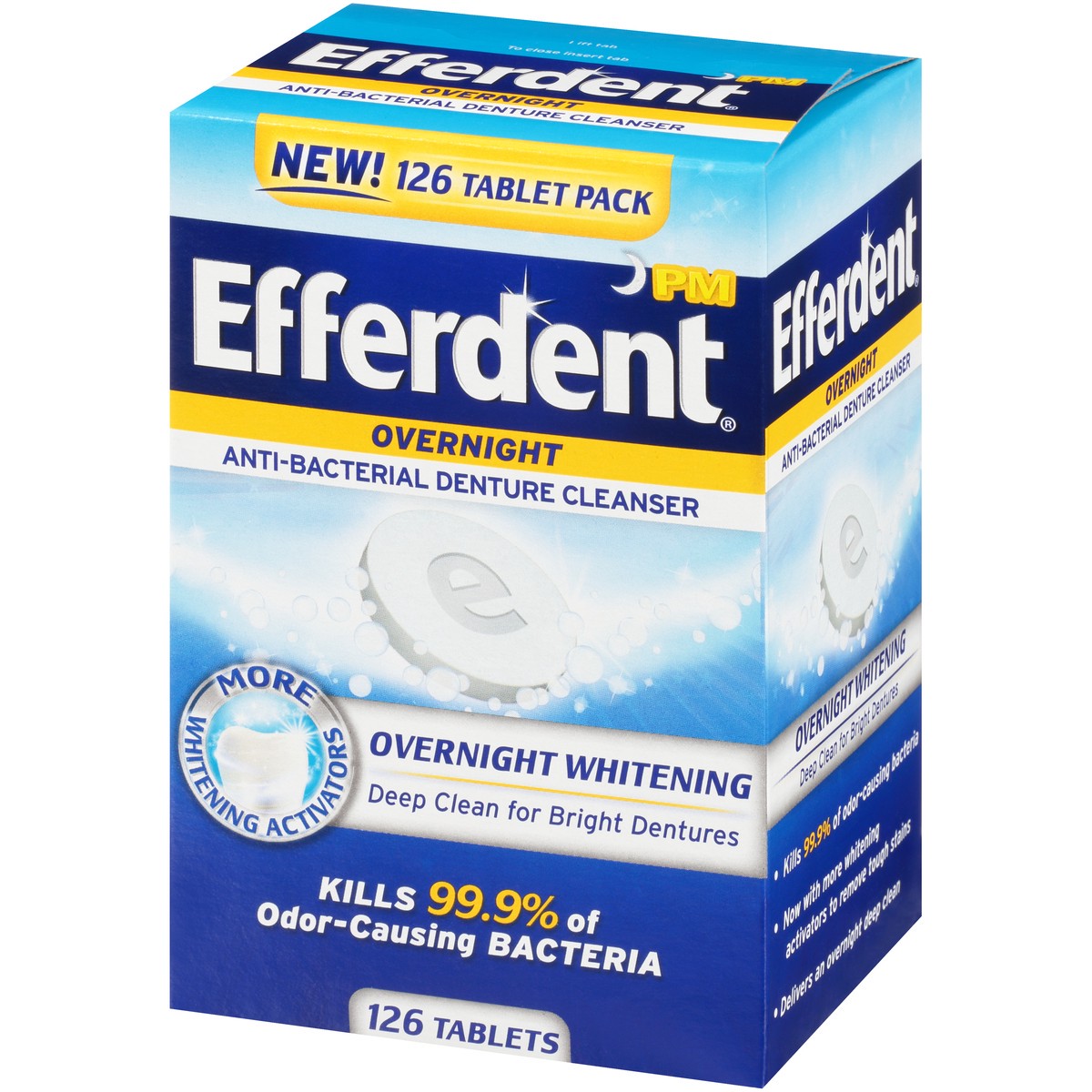 slide 2 of 9, Efferdent Retainer & Denture Cleaner Tablets, Overnight Whitening, 126 Count, 126 pk