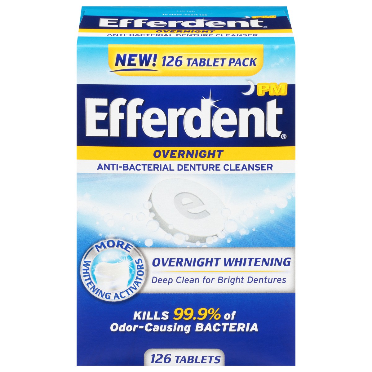 slide 7 of 9, Efferdent Retainer & Denture Cleaner Tablets, Overnight Whitening, 126 Count, 126 pk