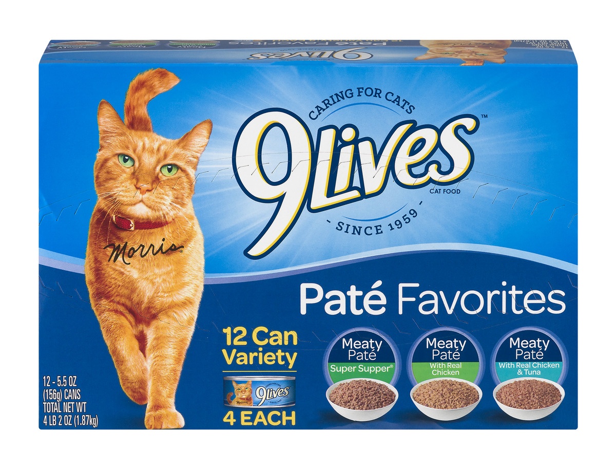 slide 1 of 1, 9Lives Cat Food, Pate Favorites Variety, 12 ct; 55 oz