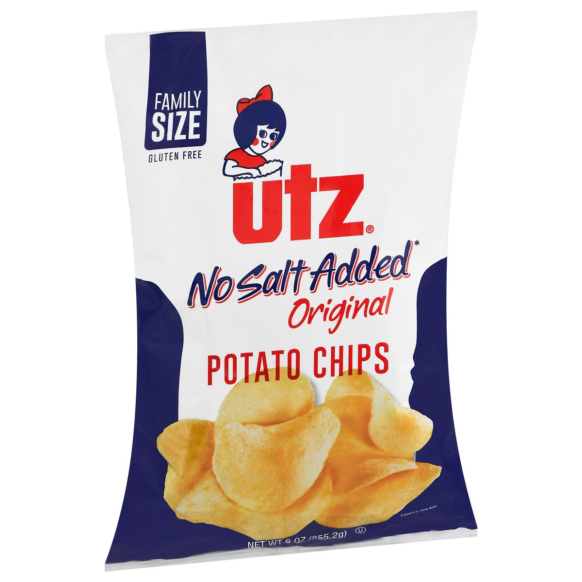 slide 2 of 9, Utz Family Size No Salt Added Original Potato Chips 9 oz, 9 oz